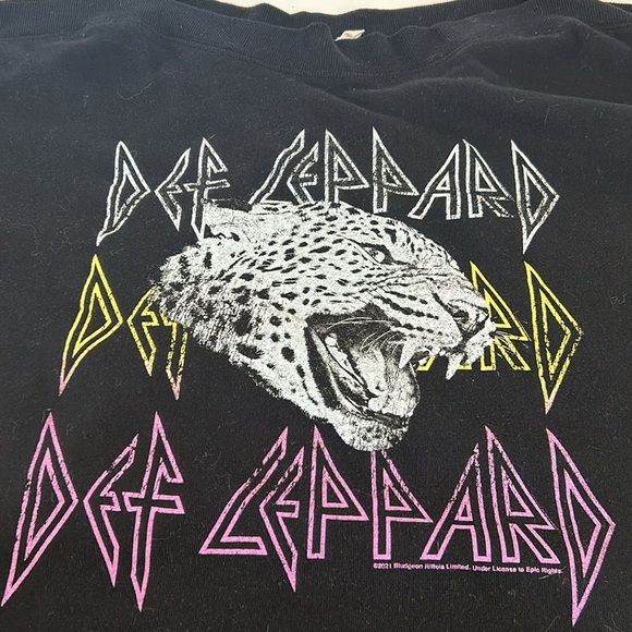 Def Leppard black graphic leopard boatneck sweatshirt rock band sweatshirt - Picture 16 of 16